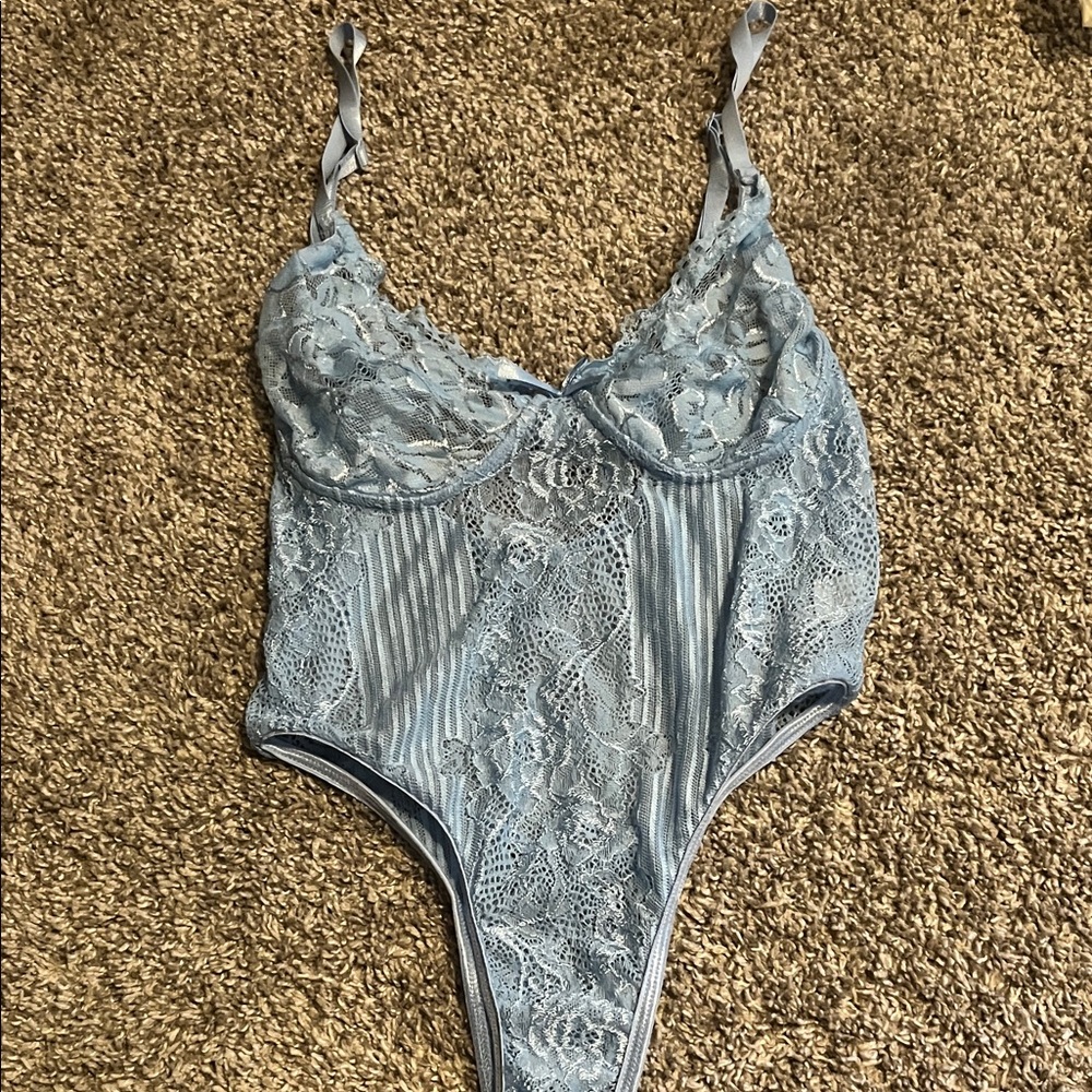 Lace Bodysuit in Light Blue